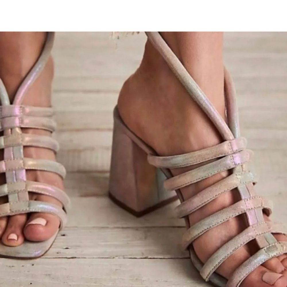 Free People Iridescent Strappy Heels
